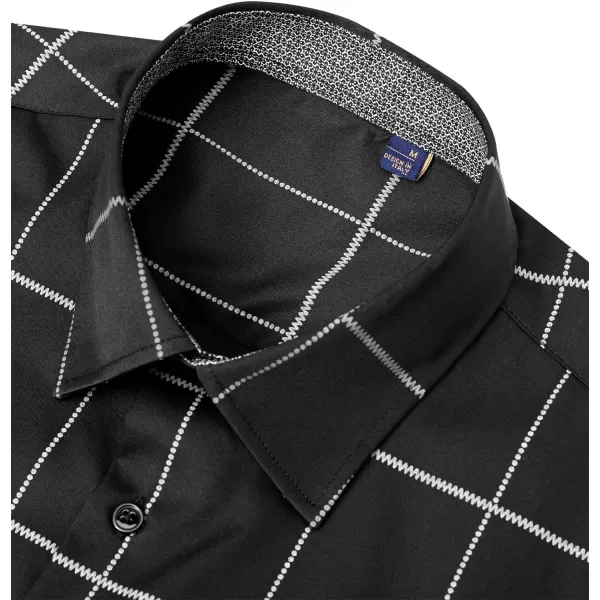 J.VER Men's Plaid Casual Long Sleeve Stretch Dress Shirt Wrinkle-Free Regular Fit Button Down Shirts