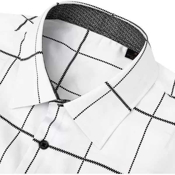 J.VER Men's Plaid Casual Long Sleeve Stretch Dress Shirt Wrinkle-Free Regular Fit Button Down Shirts