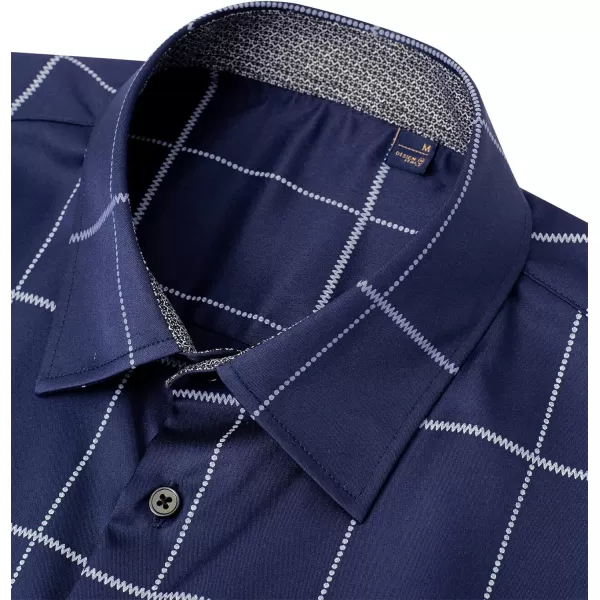J.VER Men's Plaid Casual Long Sleeve Stretch Dress Shirt Wrinkle-Free Regular Fit Button Down Shirts