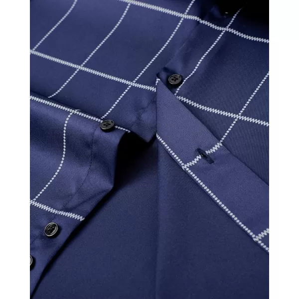J.VER Men's Plaid Casual Long Sleeve Stretch Dress Shirt Wrinkle-Free Regular Fit Button Down Shirts