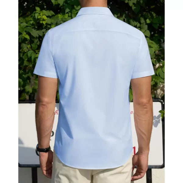 J.VER Men's Short Sleeve Dress Shirts Stretch Stain Shield Casual Button Down Shirts Solid Formal Shirt