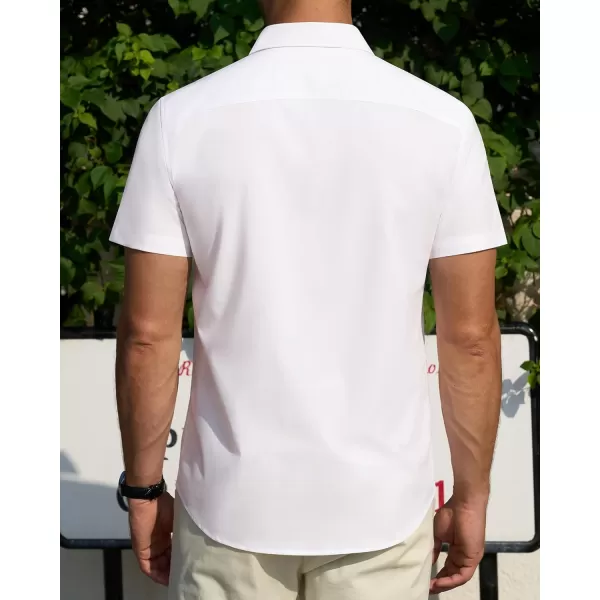 J.VER Men's Short Sleeve Dress Shirts Stretch Stain Shield Casual Button Down Shirts Solid Formal Shirt