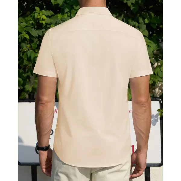 J.VER Men's Short Sleeve Dress Shirts Stretch Stain Shield Casual Button Down Shirts Solid Formal Shirt
