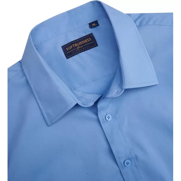 J.VER Men's Short Sleeve Dress Shirts Stretch Stain Shield Casual Button Down Shirts Solid Formal Shirt