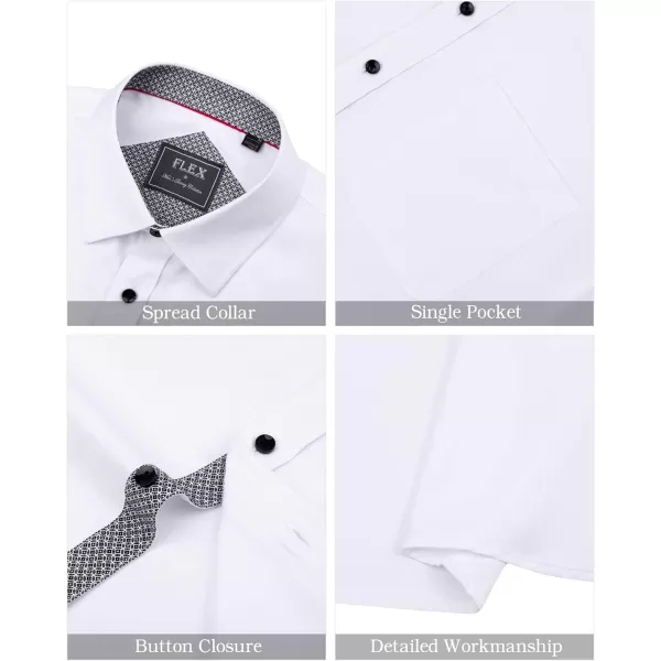 J.VER Men's Short Sleeve Dress Shirts with Pocket Casual Button Down Shirt Wrinkle-Free Stretch Business Shirts
