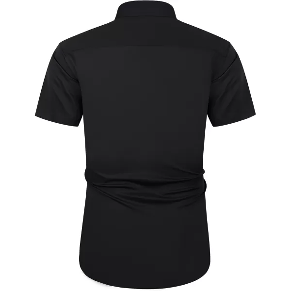 J.VER Men's Short Sleeve Dress Shirts with Pocket Casual Button Down Shirt Wrinkle-Free Stretch Business Shirts