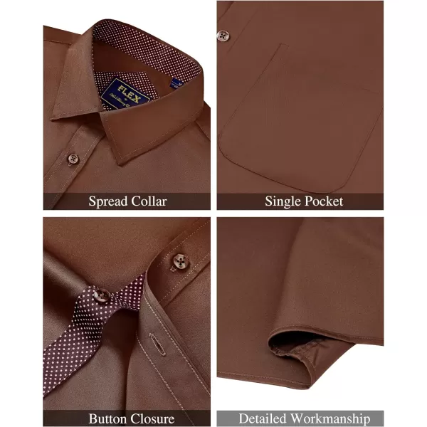 J.VER Men's Short Sleeve Dress Shirts with Pocket Casual Button Down Shirt Wrinkle-Free Stretch Business Shirts