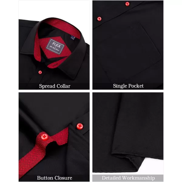 J.VER Men's Short Sleeve Dress Shirts with Pocket Casual Button Down Shirt Wrinkle-Free Stretch Business Shirts