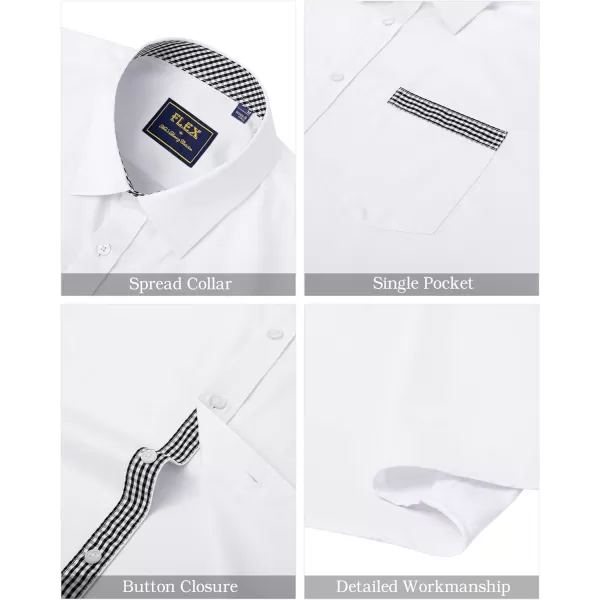 J.VER Men's Short Sleeve Dress Shirts with Pocket Casual Button Down Shirt Wrinkle-Free Stretch Business Shirts
