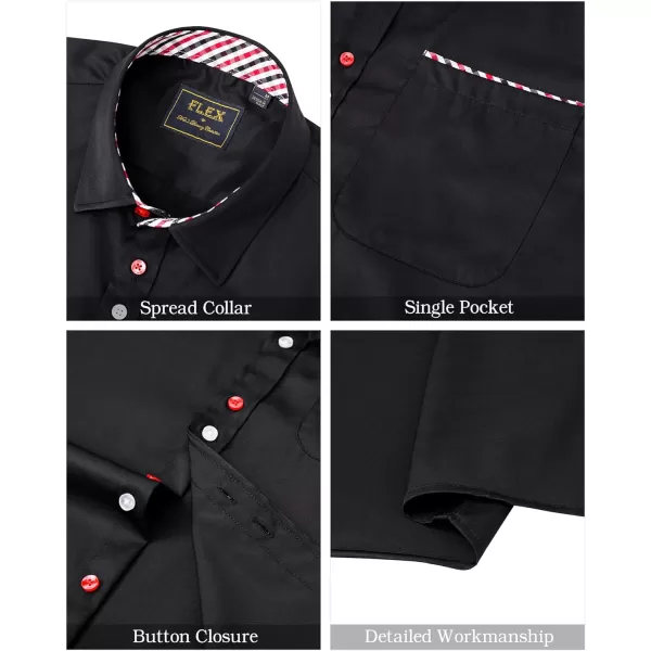 J.VER Men's Short Sleeve Dress Shirts with Pocket Casual Button Down Shirt Wrinkle-Free Stretch Business Shirts