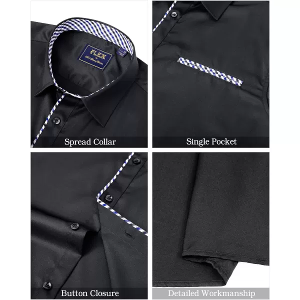 J.VER Men's Short Sleeve Dress Shirts with Pocket Casual Button Down Shirt Wrinkle-Free Stretch Business Shirts