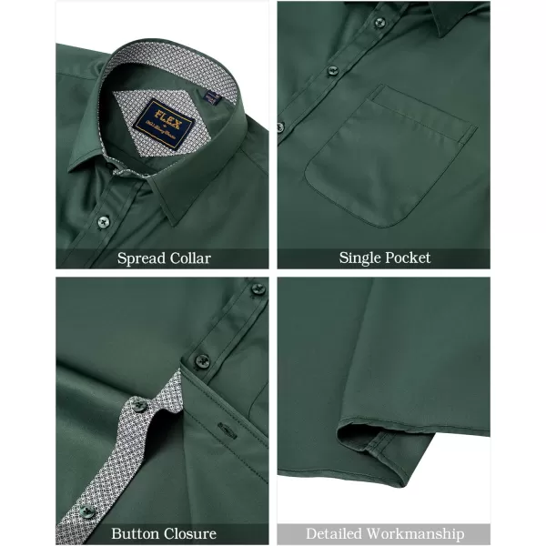 J.VER Men's Short Sleeve Dress Shirts with Pocket Casual Button Down Shirt Wrinkle-Free Stretch Business Shirts
