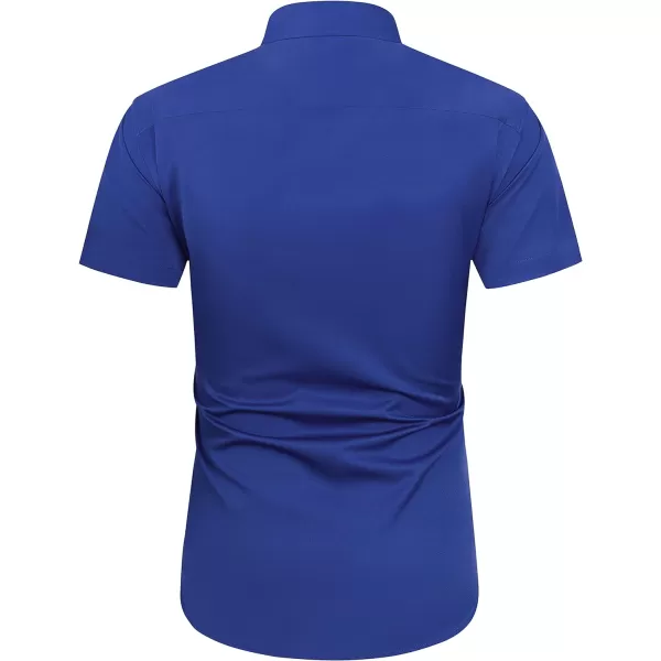 J.VER Men's Short Sleeve Dress Shirts with Pocket Casual Button Down Shirt Wrinkle-Free Stretch Business Shirts