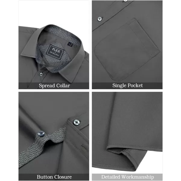 J.VER Men's Short Sleeve Dress Shirts with Pocket Casual Button Down Shirt Wrinkle-Free Stretch Business Shirts