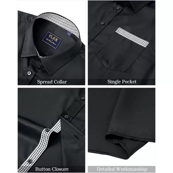 J.VER Men's Short Sleeve Dress Shirts with Pocket Casual Button Down Shirt Wrinkle-Free Stretch Business Shirts