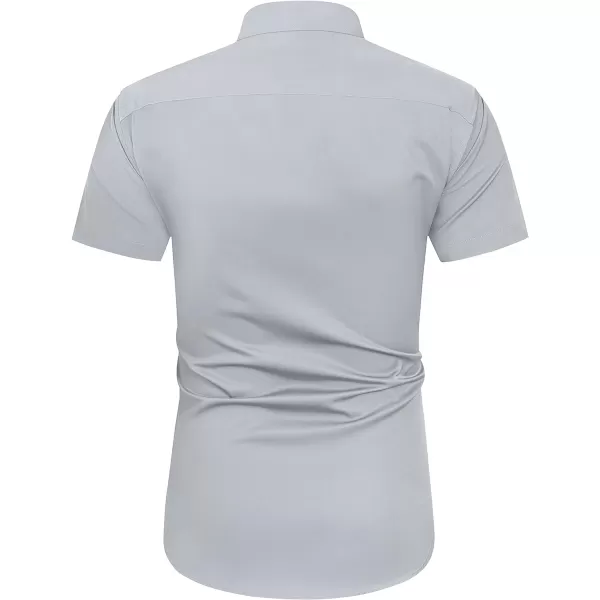 J.VER Men's Short Sleeve Dress Shirts with Pocket Casual Button Down Shirt Wrinkle-Free Stretch Business Shirts
