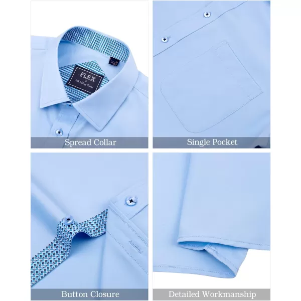 J.VER Men's Short Sleeve Dress Shirts with Pocket Casual Button Down Shirt Wrinkle-Free Stretch Business Shirts