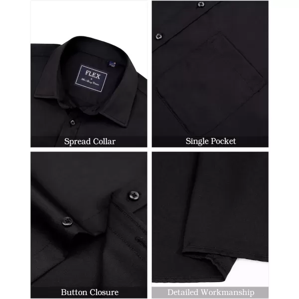 J.VER Men's Short Sleeve Dress Shirts with Pocket Casual Button Down Shirt Wrinkle-Free Stretch Business Shirts
