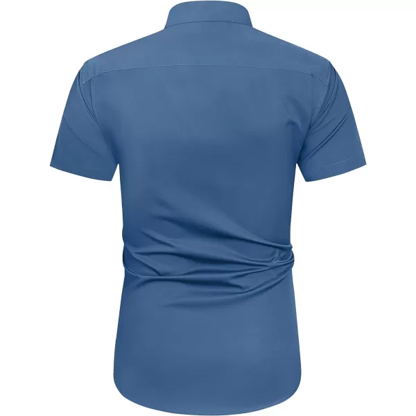 J.VER Men's Short Sleeve Dress Shirts with Pocket Casual Button Down Shirt Wrinkle-Free Stretch Business Shirts