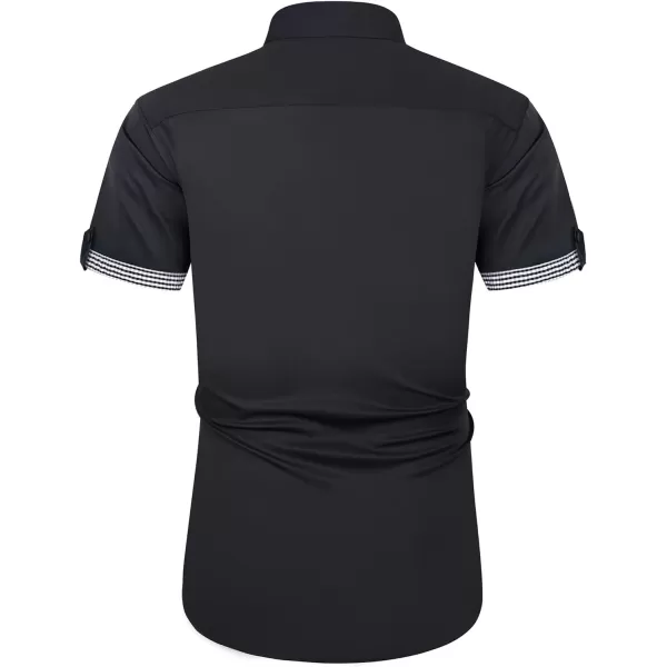 J.VER Men's Short Sleeve Dress Shirts with Pocket Casual Button Down Shirt Wrinkle-Free Stretch Business Shirts