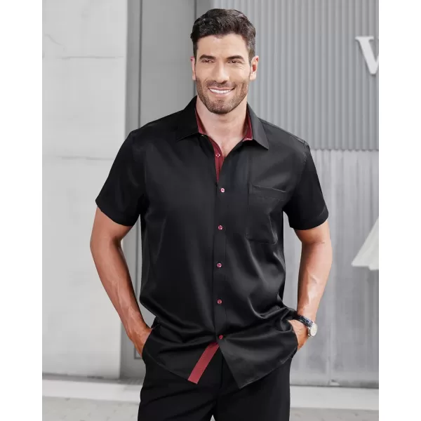J.VER Men's Short Sleeve Dress Shirts with Pocket Casual Button Down Shirt Wrinkle-Free Stretch Business Shirts