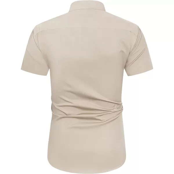 J.VER Men's Short Sleeve Dress Shirts with Pocket Casual Button Down Shirt Wrinkle-Free Stretch Business Shirts