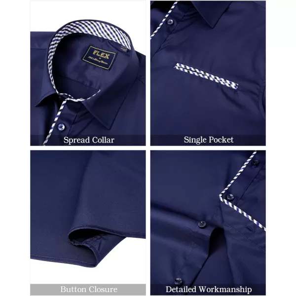 J.VER Men's Short Sleeve Dress Shirts with Pocket Casual Button Down Shirt Wrinkle-Free Stretch Business Shirts