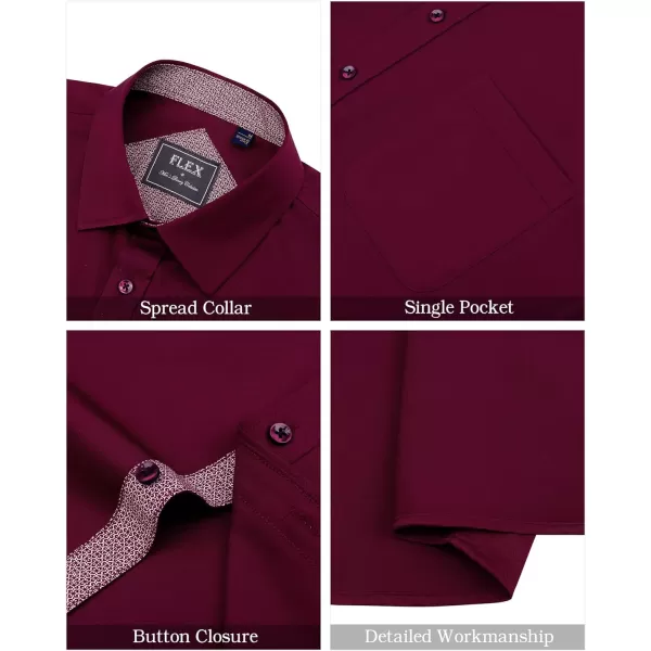 J.VER Men's Short Sleeve Dress Shirts with Pocket Casual Button Down Shirt Wrinkle-Free Stretch Business Shirts