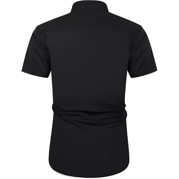 J.VER Men's Short Sleeve Dress Shirts with Pocket Casual Button Down Shirt Wrinkle-Free Stretch Business Shirts