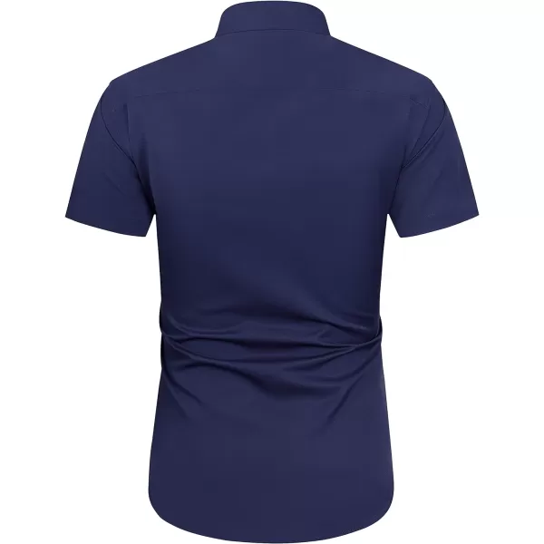 J.VER Men's Short Sleeve Dress Shirts with Pocket Casual Button Down Shirt Wrinkle-Free Stretch Business Shirts