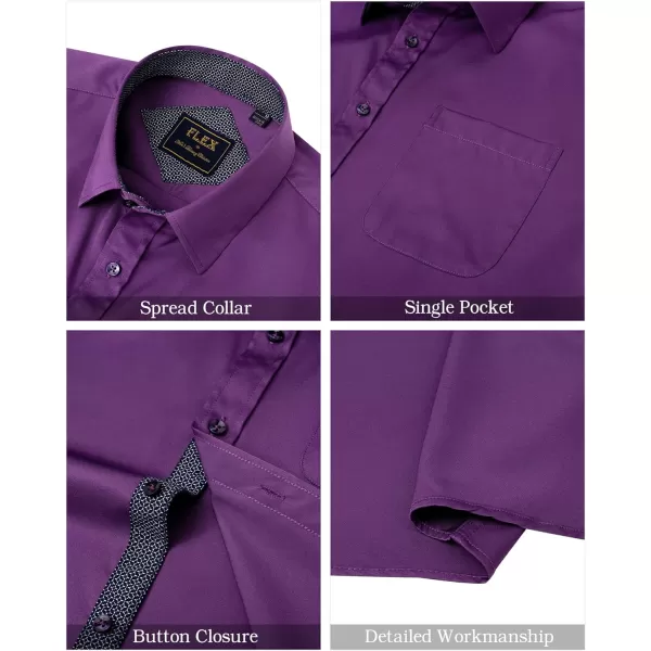J.VER Men's Short Sleeve Dress Shirts with Pocket Casual Button Down Shirt Wrinkle-Free Stretch Business Shirts