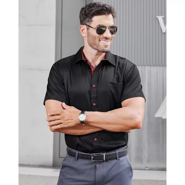 J.VER Men's Short Sleeve Dress Shirts with Pocket Casual Button Down Shirt Wrinkle-Free Stretch Business Shirts