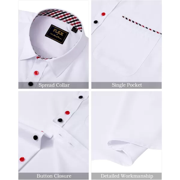 J.VER Men's Short Sleeve Dress Shirts with Pocket Casual Button Down Shirt Wrinkle-Free Stretch Business Shirts