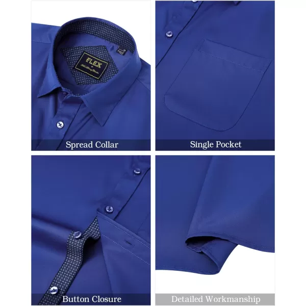 J.VER Men's Short Sleeve Dress Shirts with Pocket Casual Button Down Shirt Wrinkle-Free Stretch Business Shirts