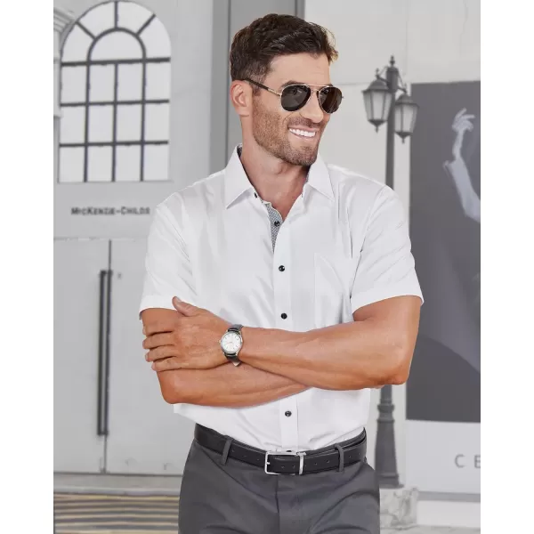 J.VER Men's Short Sleeve Dress Shirts with Pocket Casual Button Down Shirt Wrinkle-Free Stretch Business Shirts