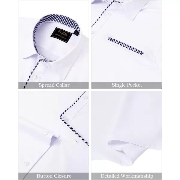 J.VER Men's Short Sleeve Dress Shirts with Pocket Casual Button Down Shirt Wrinkle-Free Stretch Business Shirts