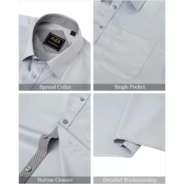 J.VER Men's Short Sleeve Dress Shirts with Pocket Casual Button Down Shirt Wrinkle-Free Stretch Business Shirts