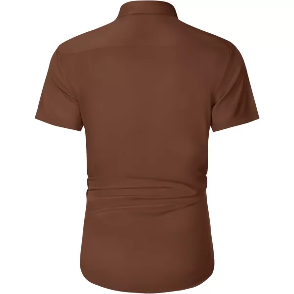 J.VER Men's Short Sleeve Dress Shirts with Pocket Casual Button Down Shirt Wrinkle-Free Stretch Business Shirts