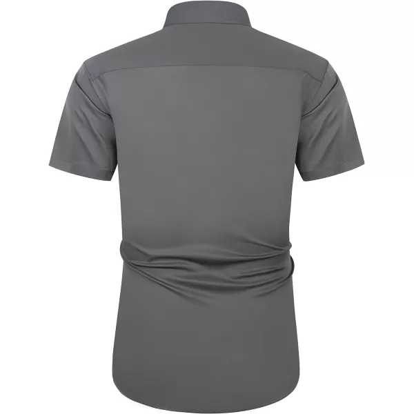 J.VER Men's Short Sleeve Dress Shirts with Pocket Casual Button Down Shirt Wrinkle-Free Stretch Business Shirts