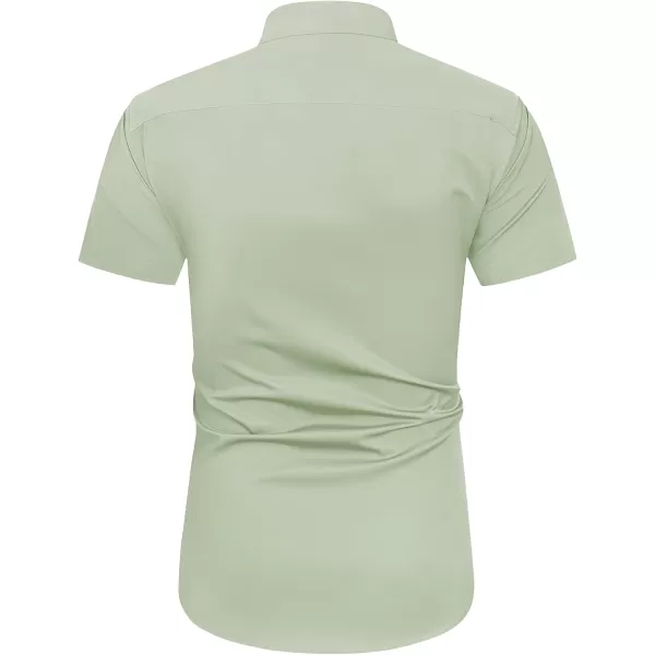 J.VER Men's Short Sleeve Dress Shirts with Pocket Casual Button Down Shirt Wrinkle-Free Stretch Business Shirts