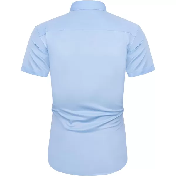 J.VER Men's Short Sleeve Dress Shirts with Pocket Casual Button Down Shirt Wrinkle-Free Stretch Business Shirts