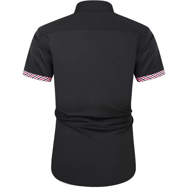 J.VER Men's Short Sleeve Dress Shirts with Pocket Casual Button Down Shirt Wrinkle-Free Stretch Business Shirts