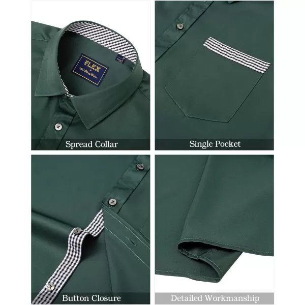 J.VER Men's Short Sleeve Dress Shirts with Pocket Casual Button Down Shirt Wrinkle-Free Stretch Business Shirts