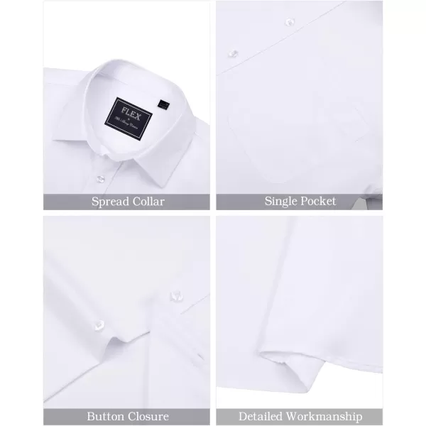 J.VER Men's Short Sleeve Dress Shirts with Pocket Casual Button Down Shirt Wrinkle-Free Stretch Business Shirts
