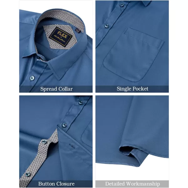J.VER Men's Short Sleeve Dress Shirts with Pocket Casual Button Down Shirt Wrinkle-Free Stretch Business Shirts
