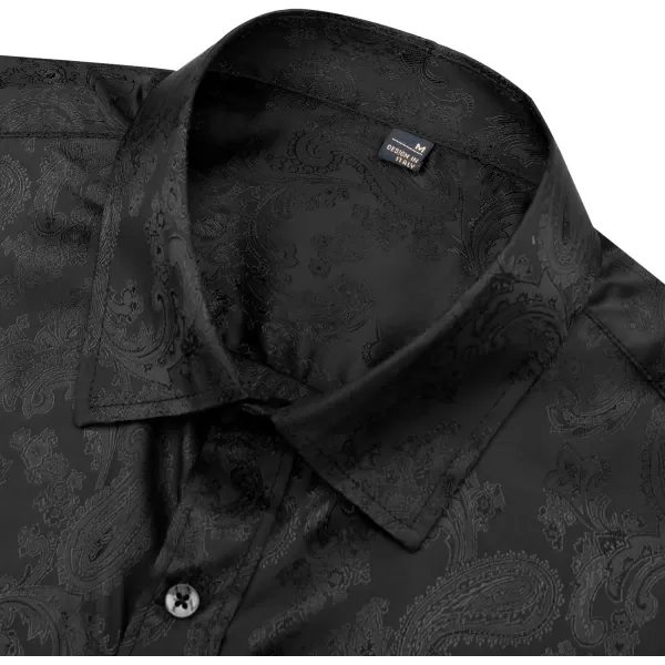 J.VER Men's Silk Satin Long Sleeve Dress Shirts Shiny Casual Button Down Shirt Luxury Party Prom Shirts