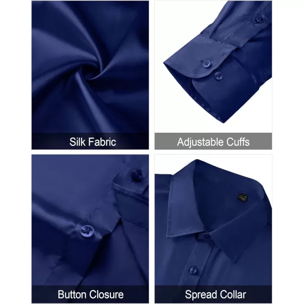 J.VER Men's Silk Satin Long Sleeve Dress Shirts Shiny Casual Button Down Shirt Luxury Party Prom Shirts