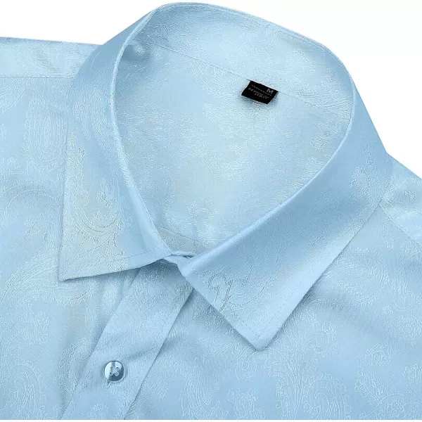 J.VER Men's Silk Satin Long Sleeve Dress Shirts Shiny Casual Button Down Shirt Luxury Party Prom Shirts