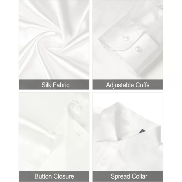 J.VER Men's Silk Satin Long Sleeve Dress Shirts Shiny Casual Button Down Shirt Luxury Party Prom Shirts