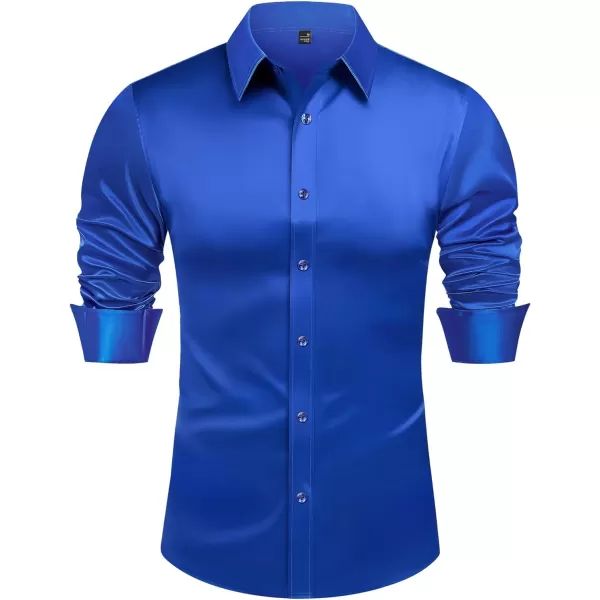 J.VER Men's Silk Satin Long Sleeve Dress Shirts Shiny Casual Button Down Shirt Luxury Party Prom Shirts